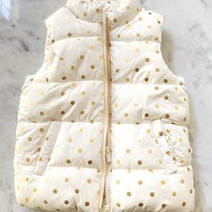 Girls Size 5 Gold and White Puffer Vest